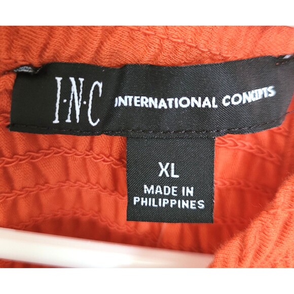 NWT INC International Concepts XL Orange Smocked High Neck Tank Top Summer Fig - Picture 4 of 7